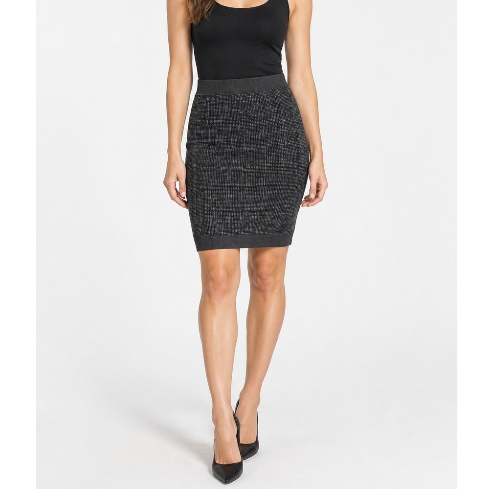 Wolford Fatal Skirt Womens Small Black Gray Geometric Seamless Stretch